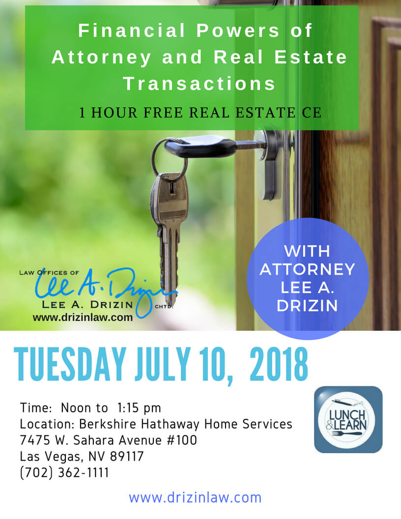 Free Lunch and Learn 1 hour - Real Estate CE July 10, 2018