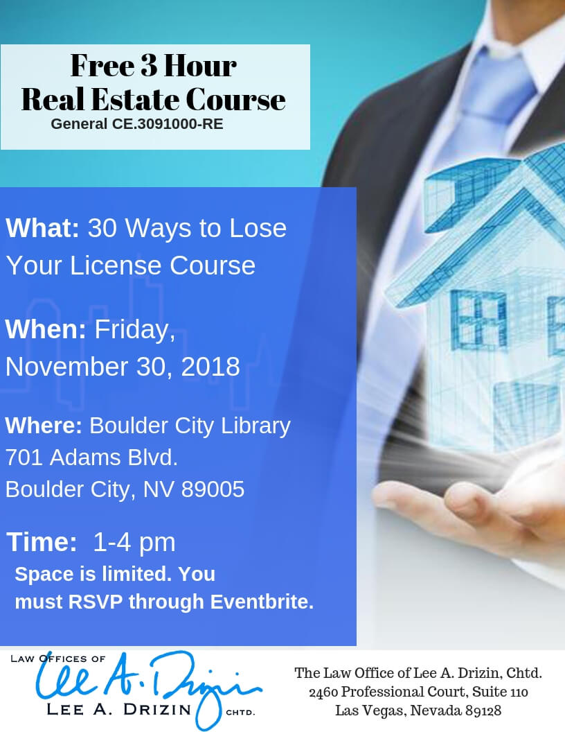 30 Ways to Lose Your License Free Course in Boulder City