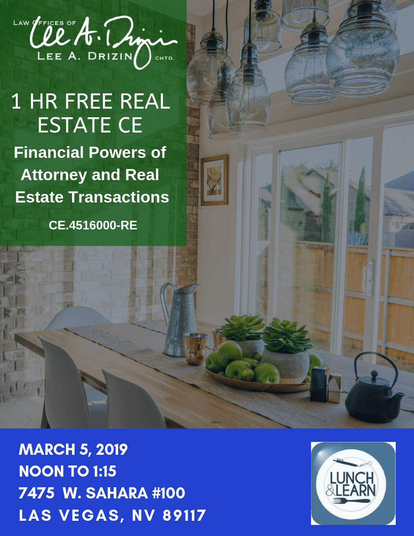 March 5, 2019 – Free 1 Hour Real Estate CE Lunch and Learn