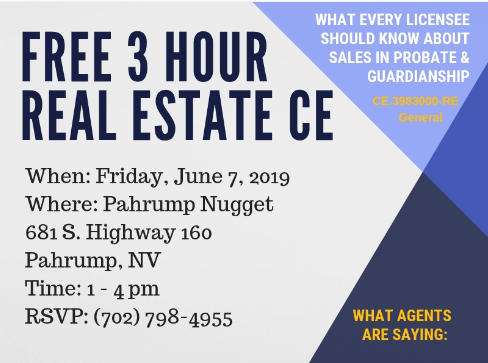 Free 3 Hour Real Estate CE Pahrump Nugget