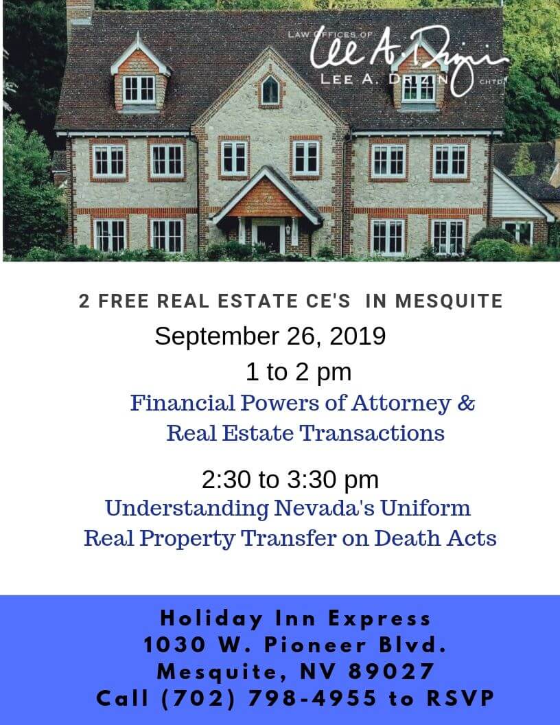 September 26 -Free 2 Hour Real Estate CE in Mesquite