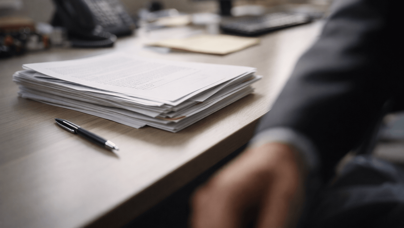 Paperwork on desk related to life insurance probate