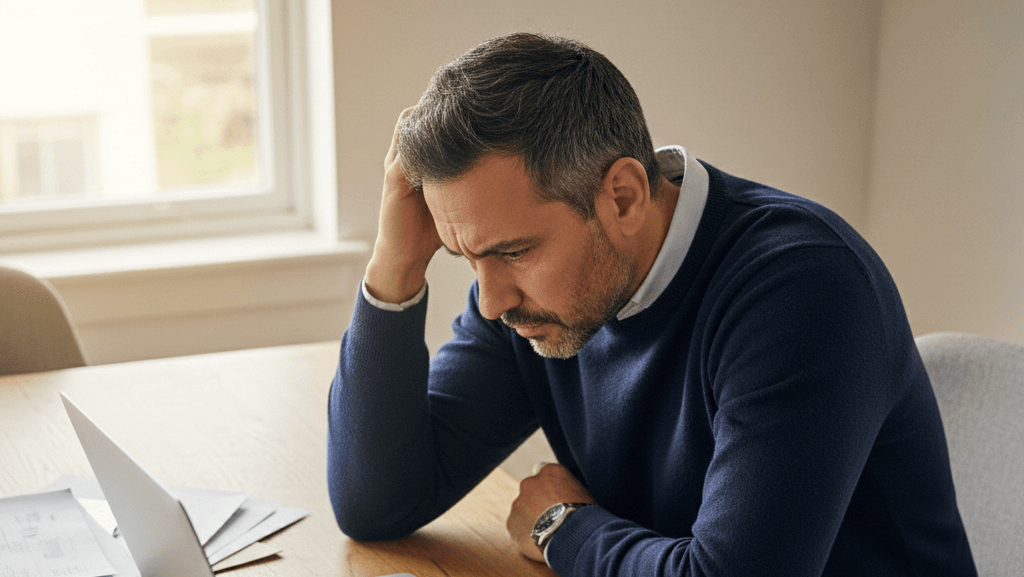 Man reviewing probate documents while concerned about attorney fees for probate in Nevada